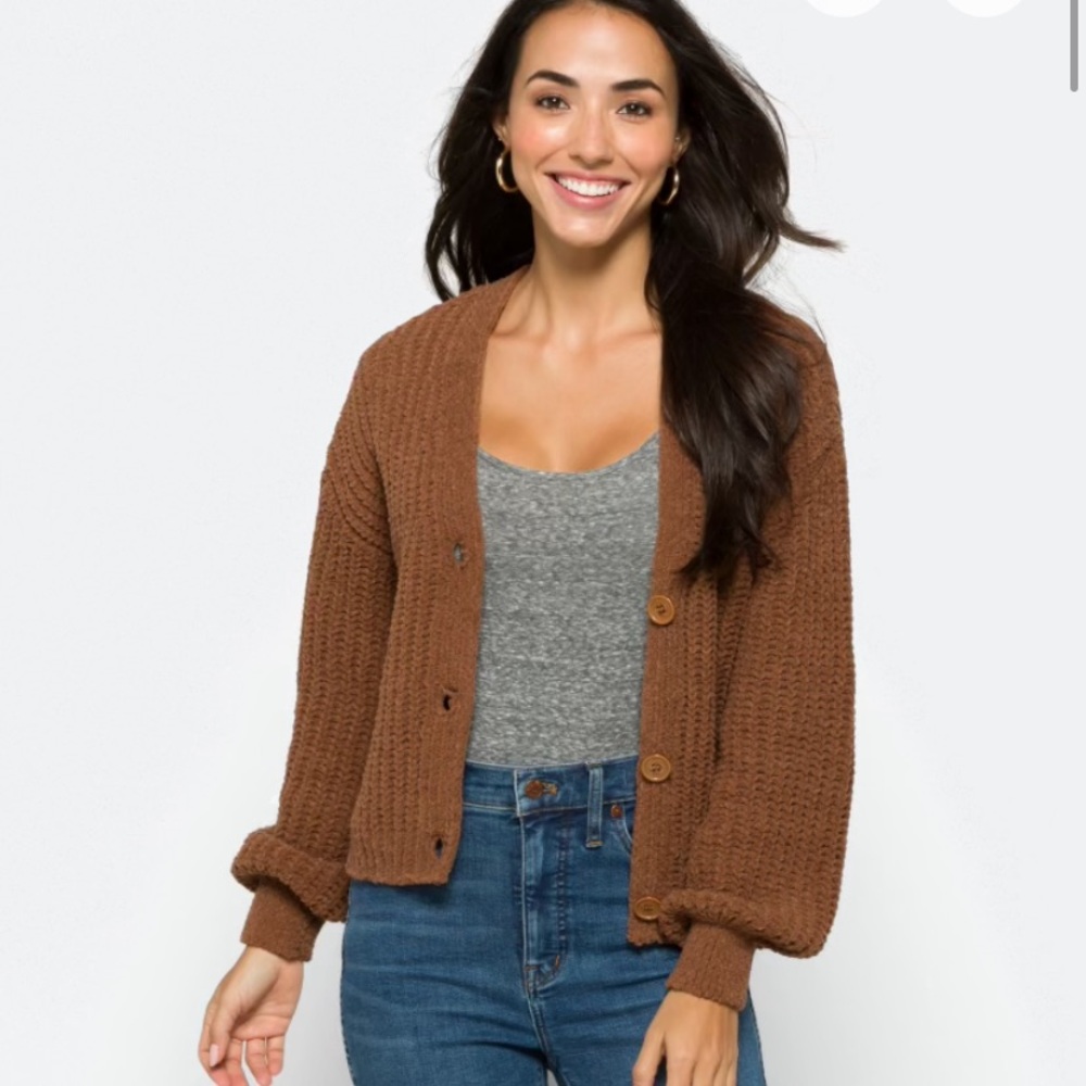 Women's Brown Knit Cardigan